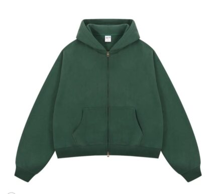 Relaxed Fit Zip-Front Hoodie with Kangaroo Pockets ‘Green’
